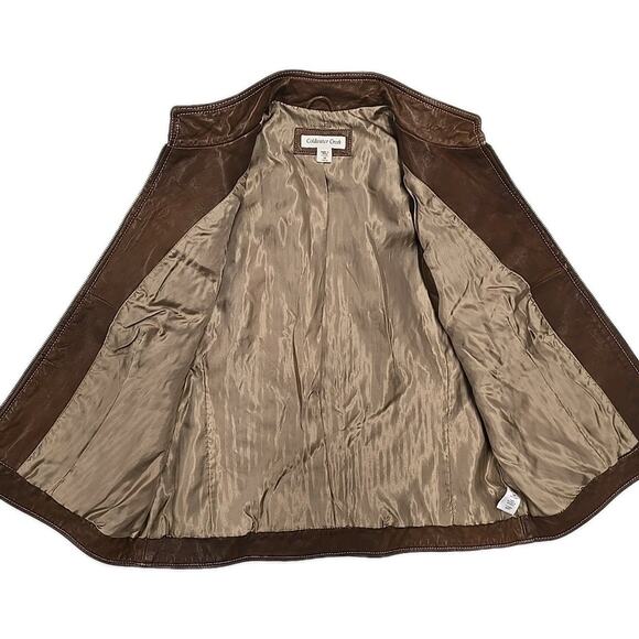 Coldwater Creek Womens Soft Leather Chocolate Brown Moto Vest Sz M Western Boho - Picture 2 of 8